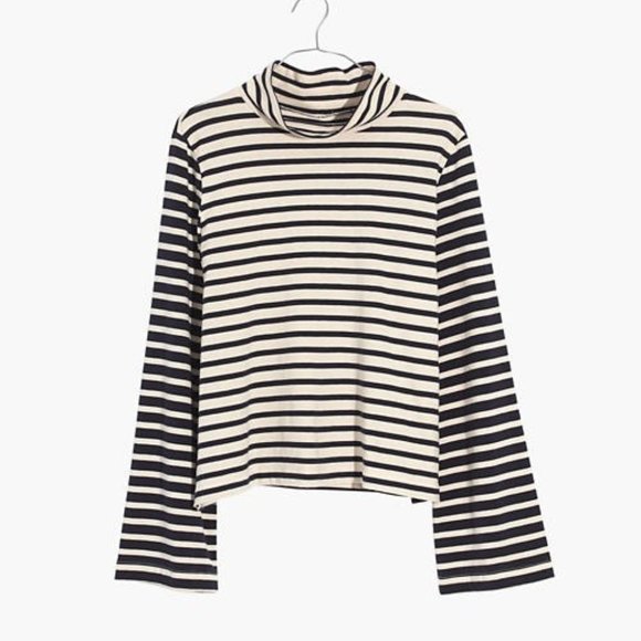 Madewell Wide-Sleeve Turtleneck in Stripe-Block - Picture 1 of 8